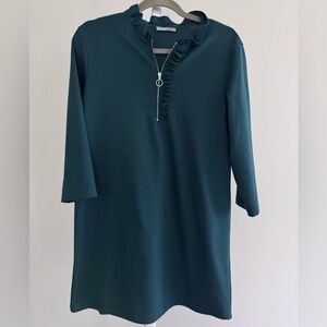 Zara Dark Teal Mini Dress with Ruffle Detail